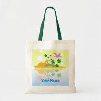 Tropische Dinosaurier-Insel-Namen-Taschen-Tasche