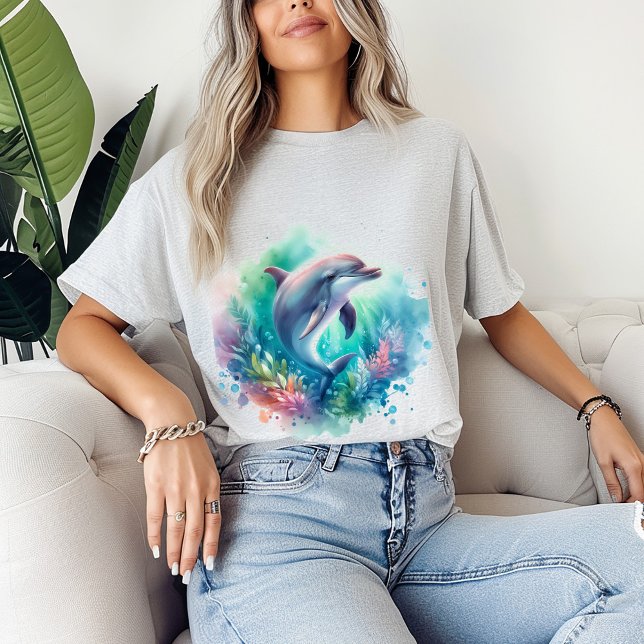 Tropische Dolphin unter dem Meer Surfer Beach T-Shirt (Tropical Dolphin Under the Sea Ocean Surfer Tee Coastal Beach Dolphin Lover T-Shirt Gift)