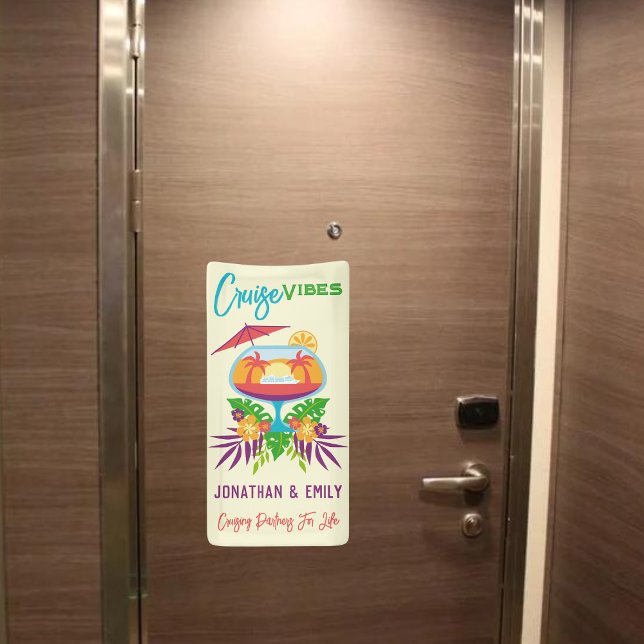 Tropische Drink Cruise Vibes Kreuzfahrtschiff Mark Banner (Fun Cruise Door Banner for Couples)