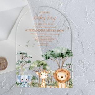 Tropische Dschungel-Safari-Tiere Junge Baby-Party Acryleinladungen