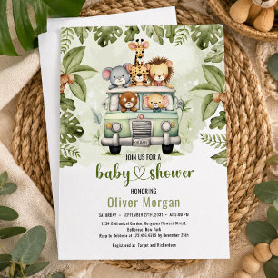 Tropische Dschungel-Safari-Tiere Junge Baby-Party Einladung