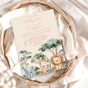 Tropische Dschungel-Safari-Tiere Junge Baby-Party Folieneinladung