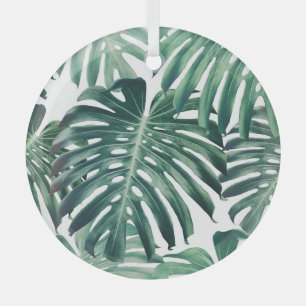 Tropische Dschungelblätter Floraler Hintergrund Ornament Aus Glas