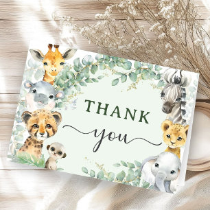 Tropische Dschungeltiere Baby Shower gefaltete Dan Dankeskarte