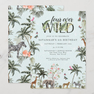 Tropische Dschungeltiere Vier Ever Wild Einladung