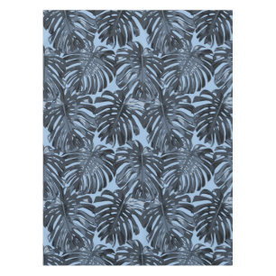 Tropische dunkelblaue Monstera-Dschungelblätter Tischdecke