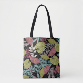 Tropische dunkle Blätter: Textilmuster-Design Tasche