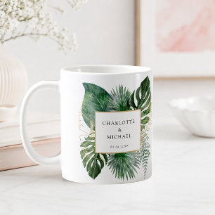 Tropische elegante Pflanze Trending Hochzeit Kaffeetasse