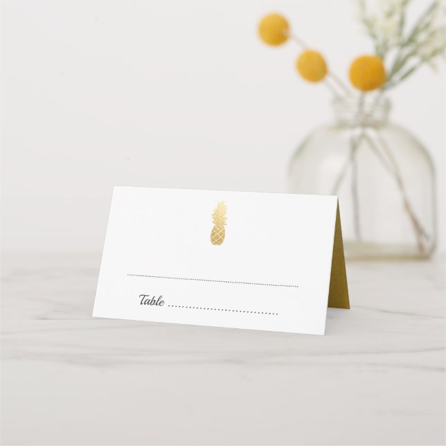 Tropische Eleganz | Ananas Hochzeit Platzkarte (Vorderseite)