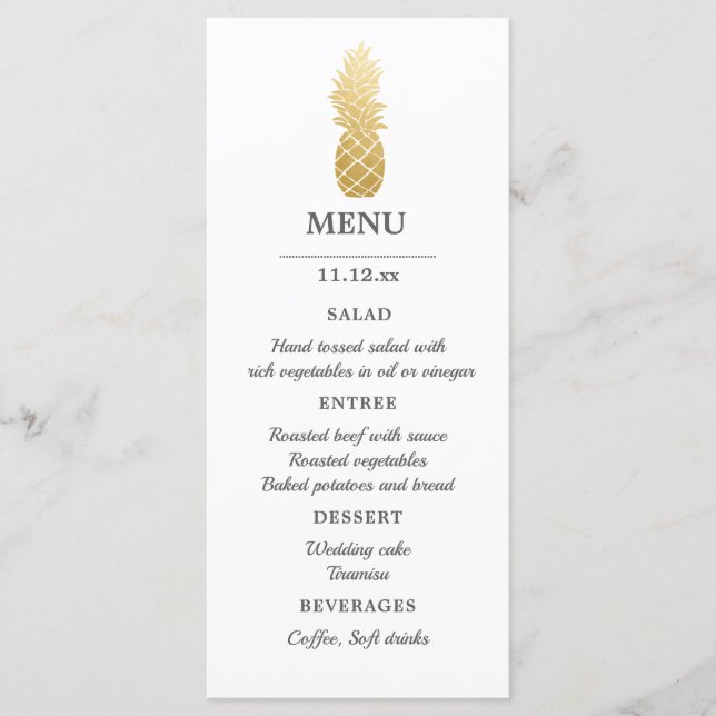 Tropische Eleganz | Ananas Wedding Menu Menükarte (Vorderseite)