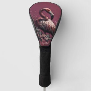 Tropische Eleganz, der Flamingo in der Dämmerung. Golf Headcover