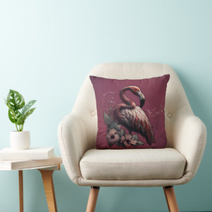 Tropische Eleganz, der Flamingo in der Dämmerung. Kissen