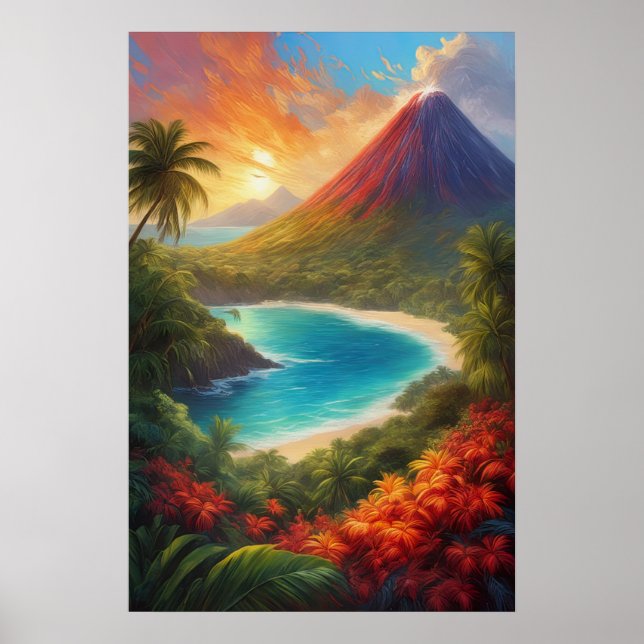 Tropische Eleganz, Orangefarbene Dämme Poster (Vorne)