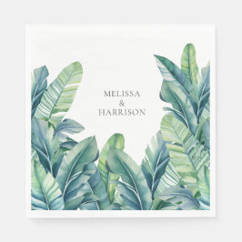 Tropische Exotic Foliage Blätter Hochzeitsszenario Serviette