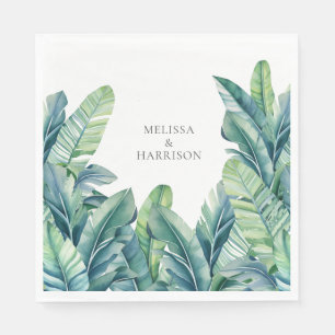 Tropische Exotic Foliage Blätter Hochzeitsszenario Serviette