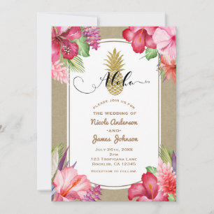 Tropische exotische Blume Ananas Aloha luau Einladung