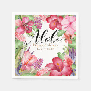 Tropische exotische Blumen Elegante hawaiianische  Serviette