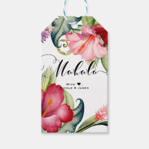 Tropische exotische Blumen Hochzeitsfeier MAHALO A Geschenkanhänger