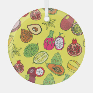 Tropische exotische Früchte handGezeichnet Muster Ornament Aus Glas