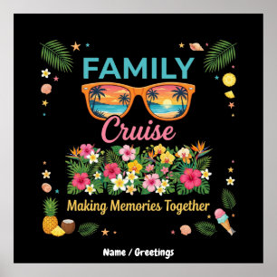 Tropische Familien-Kreuzfahrt-Erinnerungen Floral Poster