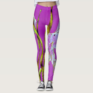 Tropische Fantail-Fisch-Aquarell-Hot-Pink-Leggings Leggings