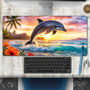 Tropische Fantasie Delphin Sonnenuntergang Schreibtischunterlage