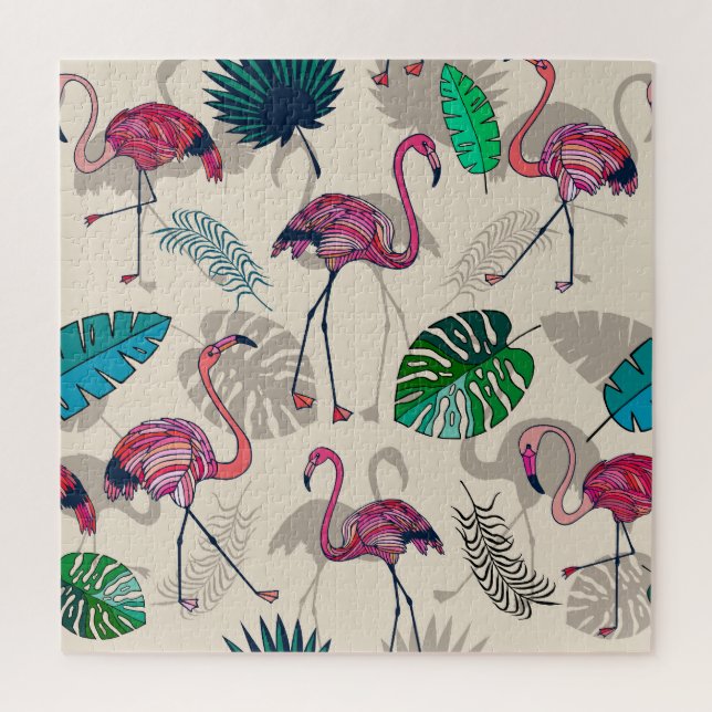 Tropische Fantasie: Flamingo Leaf Muster (Vertikal)