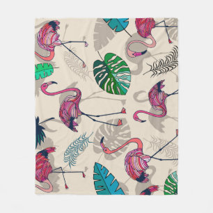 Tropische Fantasie: Flamingo Leaf Muster Fleecedecke