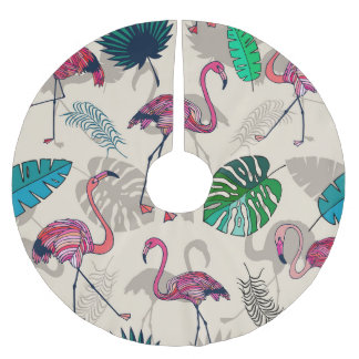Tropische Fantasie: Flamingo Leaf Muster Polyester Weihnachtsbaumdecke