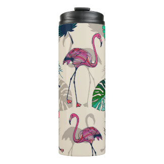Tropische Fantasie: Flamingo Leaf Muster Thermosbecher