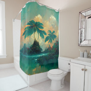 Tropische Fantasy Sea & Palm Trees Duschvorhang