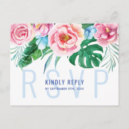 Tropische, farbenfrohe Palmen Blätter Hochzeit RSV Postkarte