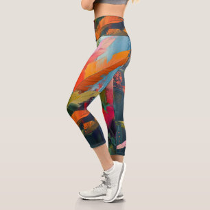 Tropische Federn – Lebendige botanische Abstraktio Capri Leggings