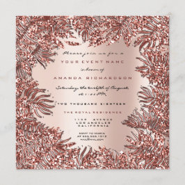Tropische Fern-Blätter Gerahmte Rose Gold Pink Met Einladung