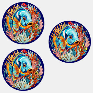 Tropische Fisch Bunte Sommer Stimmung Etiketten