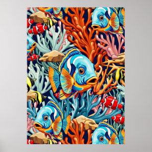 Tropische Fisch Bunte Sommer Stimmung Poster