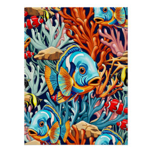 Tropische Fisch Bunte Sommer Stimmung Poster