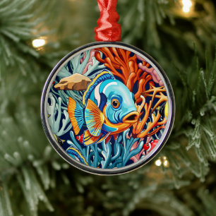 Tropische Fisch Bunte Sommerstimmung Ornament Aus Metall