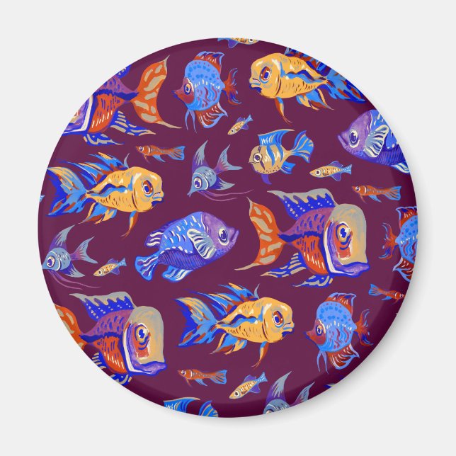 Tropische Fische auf dunklen lila Magnet (Vorne)
