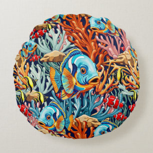 Tropische Fische Bunte Sommerstimmung Rundes Kissen