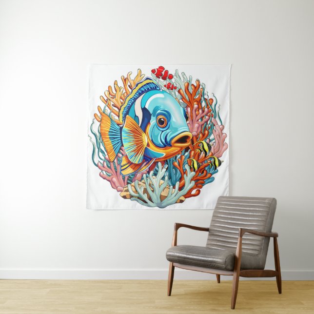 Tropische Fische Bunte Sommerstimmung Wandteppich (Beispiel)