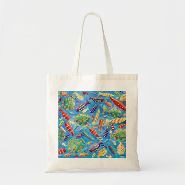 Tropische Fische farbige Acrylmalerei Tragetasche (Vorne)