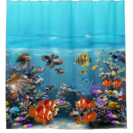 TROPISCHE FISCHE IM OZEAN. FISH TANK.  AQUARIUM DUSCHVORHANG