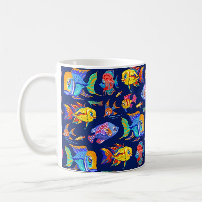 Tropische Fische in dunkelblau Kaffeetasse (Links)