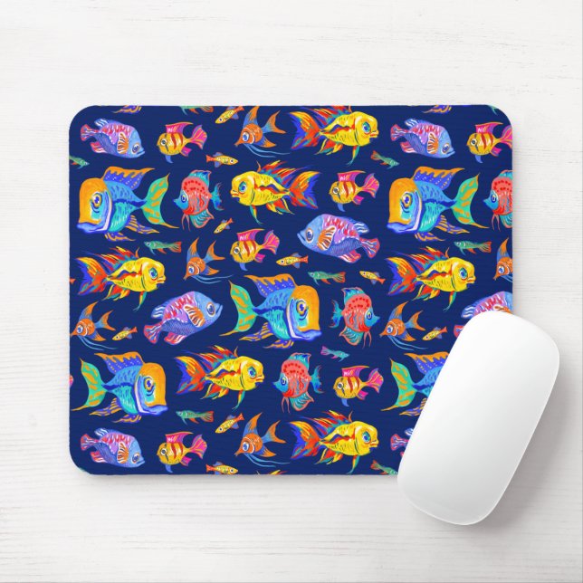 Tropische Fische in dunkelblau Mousepad (Mit Mouse)