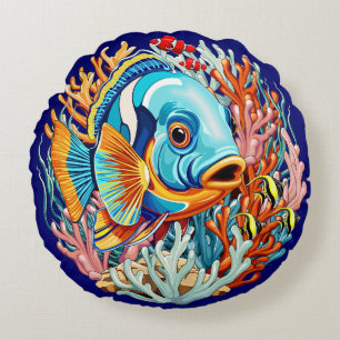 Tropische Fischfarbige Sommerstimmung Rundes Kissen