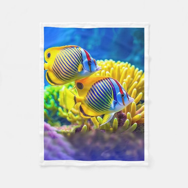 Tropische Fischkorallendecke Fleecedecke (Vorderseite)