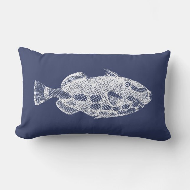 Tropische Fischmilch Blaue weiße Lumbalpille im Fr Kissen Für Draußen (Vorderseite)