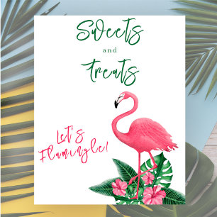 Tropische Flamingo-Baby-Party Süßigkeiten und Leck Poster