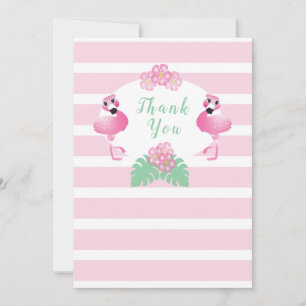 Tropische Flamingo-Blume Streifen rosa Dankeskarte